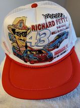 OLD VTG &#39;90&#39;s  #43 Richard Petty 3-D Graphic White Mesh Trucker ball cap - £19.98 GBP