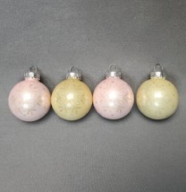 Unique Treasures Ball Glass 1.75&quot; Christmas Ornaments Lot of 4 Champagne &amp; Pink - $10.02