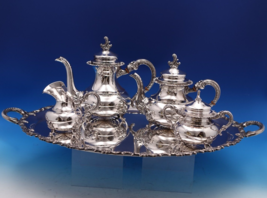 Alt-Heidelberg Sterling Silver Tea Set 4pc with Silverplate Tray (#8032) - £2,216.57 GBP