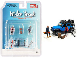 Winter Break Diecast Set of 6 Pcs 2 Figurines 4 Accessories for 1/64 Scale Model - £17.95 GBP