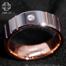 8mm Polish Silver Rose Gold Tungsten Ring Men Wedding ring ATOP Jewelry - £21.09 GBP