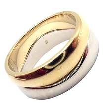 Authentic! Cartier 18k Yellow + White Gold Two Stacking Puzzle Band Ring Size 50 - £1,994.77 GBP