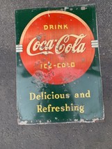 Coca Cola Coke Vtg 1930s Metal Sign Delicious And Refreshing Drink 27.25x19.5 A - £520.95 GBP