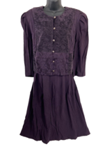 Women&#39;s Size 49&quot; Lady Dorby Purple Long Sleeve Dress Chest Round Vintage - £16.64 GBP