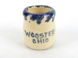 Porcelain Toothpick Holder, Mini Pot Belly Jar, Wooster Ohio Souvenir, #TPK-B30 - £9.95 GBP