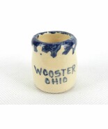 Porcelain Toothpick Holder, Mini Pot Belly Jar, Wooster Ohio Souvenir, #... - $12.69