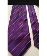 Kenneth Cole Men&#39;s Tie Purple Silk Stripe Men’s Neck Tie - £11.61 GBP