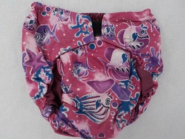 Hamajag Hawaii Diaper Swim Cover Size M Reuseable Purple Pink Navy Hook &amp; Loop - £12.63 GBP