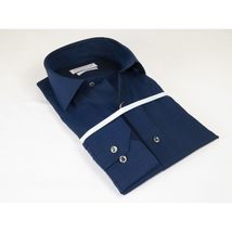 Mens 100% Italian Cotton Shirt High Quality Non Iron SORRENTO Turkey 4746 Navy image 5