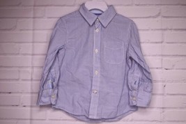 H&M Toddler Boys Size 1.5 To 2 Years Shirt Long Sleeve Striped Blue Button Up - $11.77