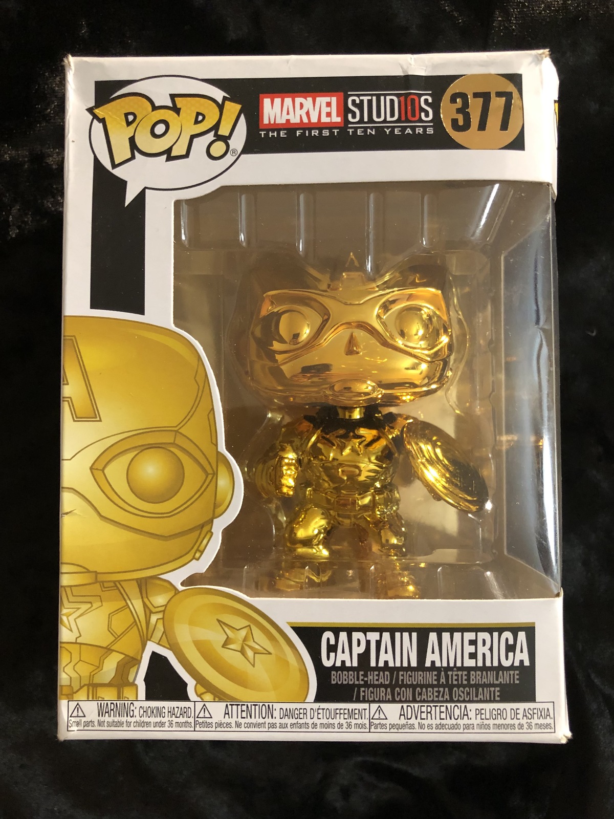 Funko Pop! Marvel Studios Funko Pop Captain America Gold Chrome Figure 377 - $9.95