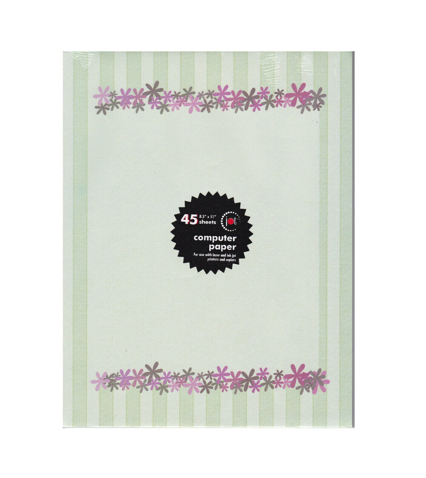 Primary image for Jot Computer Stationery Paper 45 Sheets 8.5" x 11" Green Floral Print