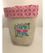 Embroidered Farm To Fork Fabric Basket/ Farm Fabric Basket/ Storage Bask... - $12.00