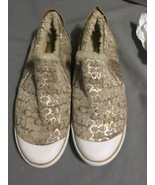 Coach 9.5 M Beale Shearling Signature-C Gold Sneakers Tennis Shoes - $31.22 CAD
