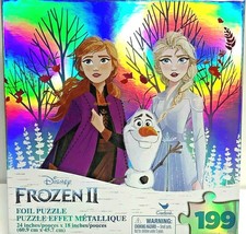 Disney Frozen II Jigsaw Puzzle Metallic Foil 199 Pieces Elsa Anna Olaf Cardinal - £16.84 GBP