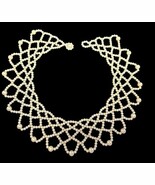 Faux Pearl Bib Wide Collar Choker 16&quot; Necklace Scalloped Statement Piece... - €20,62 EUR