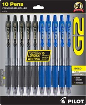 Pilot G2 Bold Pens, Premium Gel Pens, Bulk Pack Of 10 Pilot G2 Pens, 5, ... - $38.99