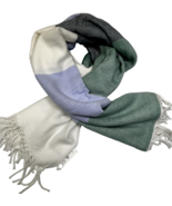J. Crew Large Oversized Color Block Scarf Wrap 77&quot; x 25&quot; Ivory/Navy/Mint... - $46.28