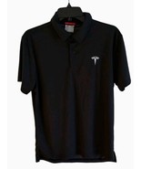 Tesla Polo Shirt Mens Medium Black Short Sleeve Embroidered T Chest Logo - £15.39 GBP