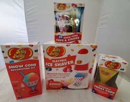 New! Jelly Belly Snow Cone Cups &amp; Straws Decorating Kit Electric Ice Shaver - £23.74 GBP