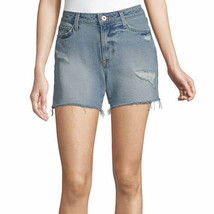 Arizona Women&#39;s Juniors Denim High Rise Shorts Size 0 Cutoff Medium Titan Color - £15.96 GBP