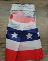 Patriotic American Flag Bunting  24&quot; x 12&quot; Reusable 3 Metal Grommets Polyester - £9.98 GBP