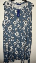 Apartment Nine Blue Floral Print Tunic Sleeveless Blouse Shirt Size XXL - $19.79