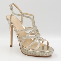 Marc Fisher Women Strappy Slingback Sandals Jaslyn Size US 8M Gold Glitter - £11.35 GBP