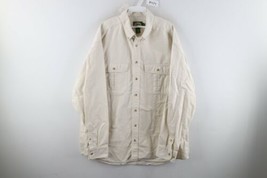 Vintage Cabelas Mens XL Tall Double Pocket Chamois Cloth Button Shirt Cream - $49.45