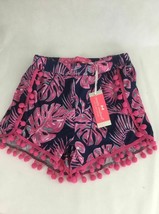 Simply Southern Youth Paradise Pom Pom Shorts Small 6-8 NWT Navy Blue Pink - £10.29 GBP