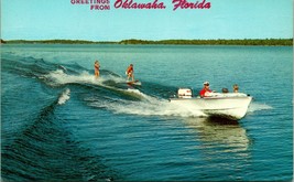 Vtg Postcard Greetings From Oklawaha Florida FL - Waterski Water Ski Boat - £4.22 GBP