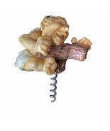 Vintage Ceramic Bacchus Wine Corkscrew - on log unscrewing wine Novelty ... - $19.39