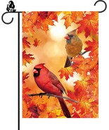 Male Female Northern Design For Cardinals Fall Garden Flag Leaves Bird B... - $21.20