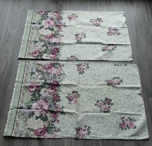 2 Vintage Dan River Green Floral Pillowcases Queen Size Shabby Chic - £9.29 GBP