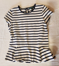Vintage Lauren Ralph Lauren Blue White Fitted Top Womens Size Petite Medium - £24.60 GBP