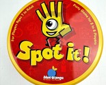 Spot It Blue Orange Game in 3.5&quot; Round Tin - Opened Not Played 2012 - $9.89