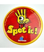 Spot It Blue Orange Game in 3.5" Round Tin - Opened Not Played 2012 - $9.89