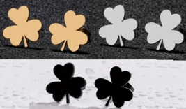 Clover Leaf Stud Earrings - Stainless Steel - Gold, Silver, Black - $8.99