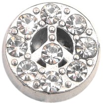 Bling Peace Sign Floating Locket Charm - $2.42