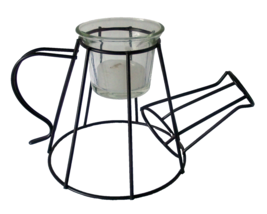 Candle Holder Watering Can Black Wire Metal Glass Votive Decor Sculpture Shape - £11.07 GBP