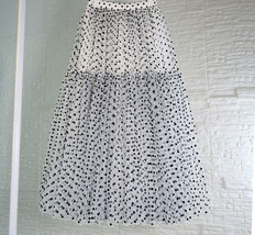 Women Dusty Blue Polka Dot Tulle Skirt Custom Plus Size Romantic Holiday Outfit image 9
