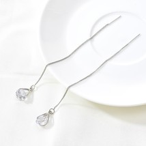 Long Cubic Zirconia Drop Dangle Bohemia Tassel Earrings for Women Statement Meta - £10.33 GBP