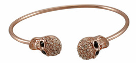 Zeckos Rhinestone Encrusted 3D Skull Torc Bracelet - £11.43 GBP