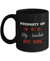 Smokin&#39; Hot Wife Mug, Gift For Him And Her, 11oz Black Ceramic Coffee, Tea Cup - £17.66 GBP