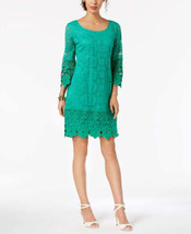 Alfani Womens Crochet Trim Illusion Dress Size Medium Color Green - £53.56 GBP