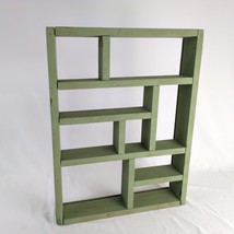 Handmade Rustic Wooden Display Shelf 22x16&quot; Matte Green Cubby Curios Far... - €34,57 EUR