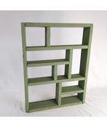 Handmade Rustic Wooden Display Shelf 22x16&quot; Matte Green Cubby Curios Far... - €34,57 EUR