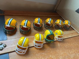 Mixed Lot of Mini Ridell &amp; Not Plastic Green Bay Packers Helmets &amp; One Painted - £11.99 GBP