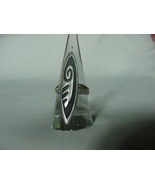 VINTAGE HOPI MARQUISE SHAPE SILVER RING BLACK INSET DESIGN - $85.00