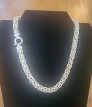 Chunky Sterling Silver 925 Byzantine Necklace Heavy C Clasp MILOR ITALY 44g - £124.96 GBP